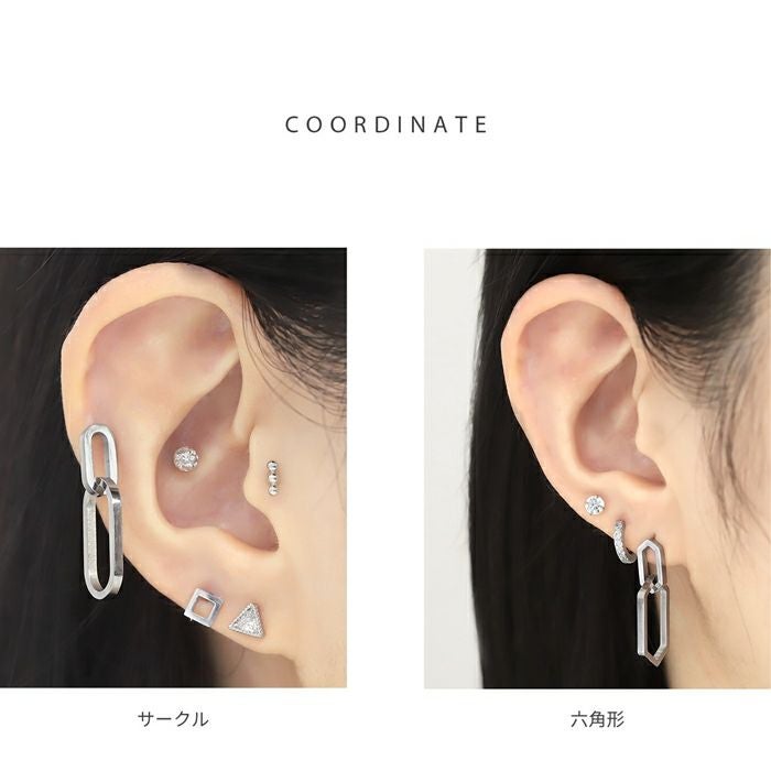ヘキサゴン＆サークルチャームピアス｜ボディピアス凛【公式】