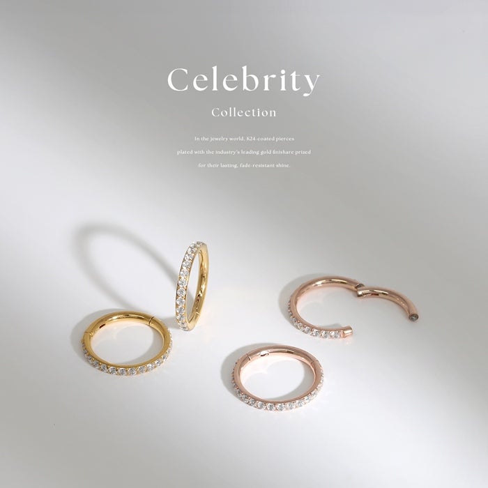 ジュエルワンタッチセグメントリング【24K・両耳用】｜ボディピアス凛