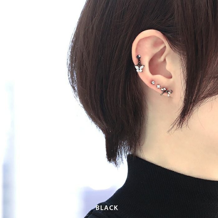 軟骨ピアス 16G かわいい ボディピアス リボン シルバー ゴールド