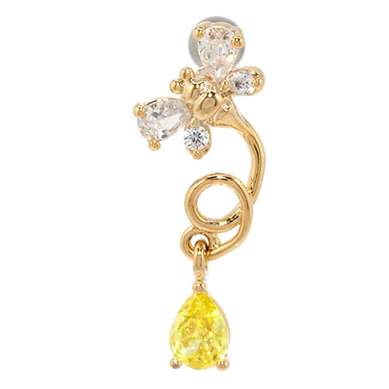 16G 軟骨ピアス 蜂 ミツバチ ジュエル Bee ストレートバーベル 片耳用 