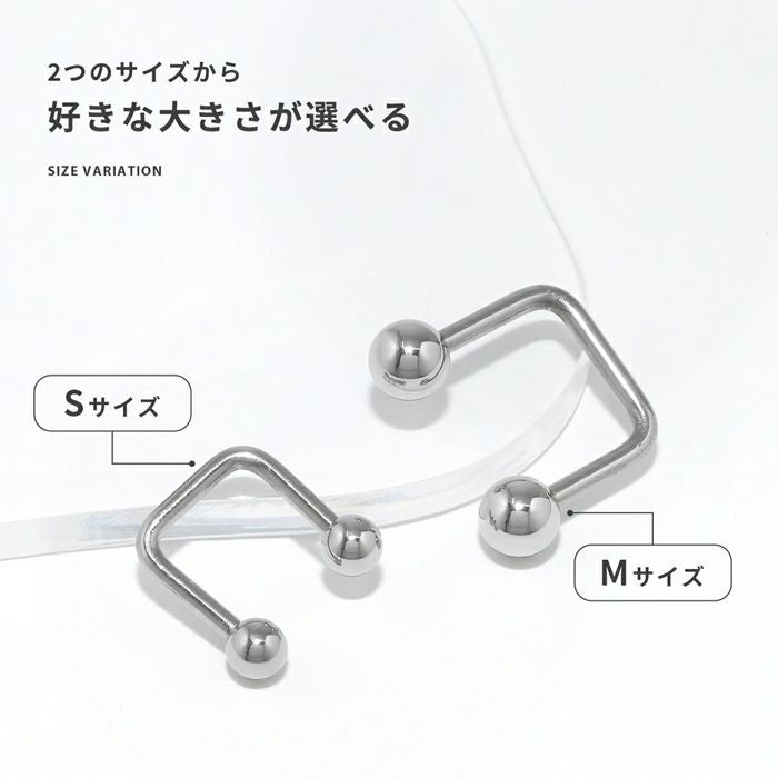 16G 軟骨ピアス シンプル スクエア surface シルバー サーフェイス