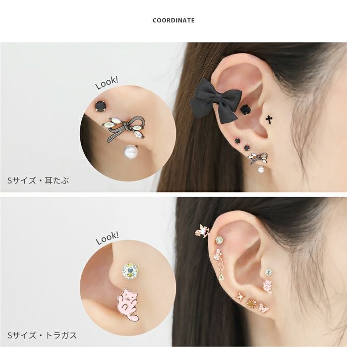 16G 軟骨ピアス シンプル スクエア surface シルバー サーフェイス