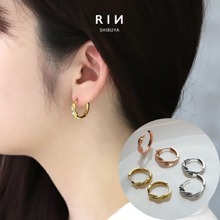 ファッションピアス ツイストデザイン リングピアス ニッケルフリー 