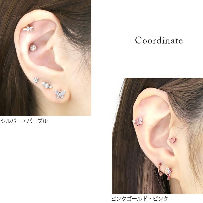 ★メガロさん様【657】金属ピアス×2 蝶バネイヤリング×5 蝶々ピアス（CZジュエル入り）｜ボディピアス凛【公式】
