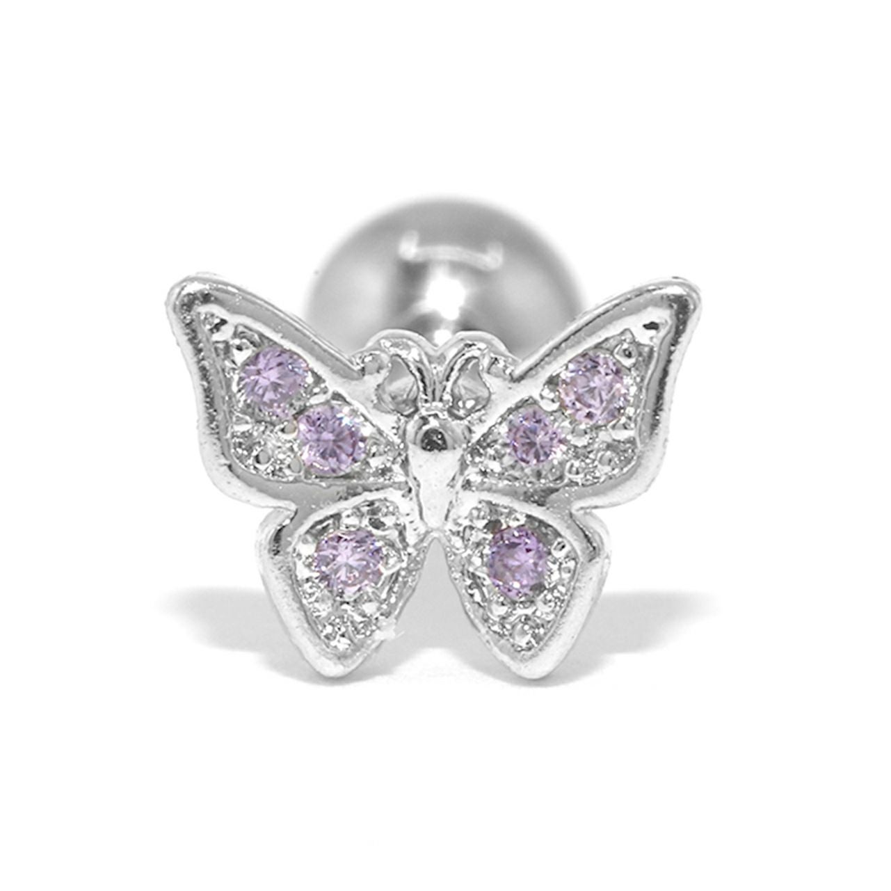 クリアピアス シルバーピアス 蝶々アクセサリー 蝶々ピアス 蝶々ピアス（CZジュエル入り）｜ボディピアス凛【公式】