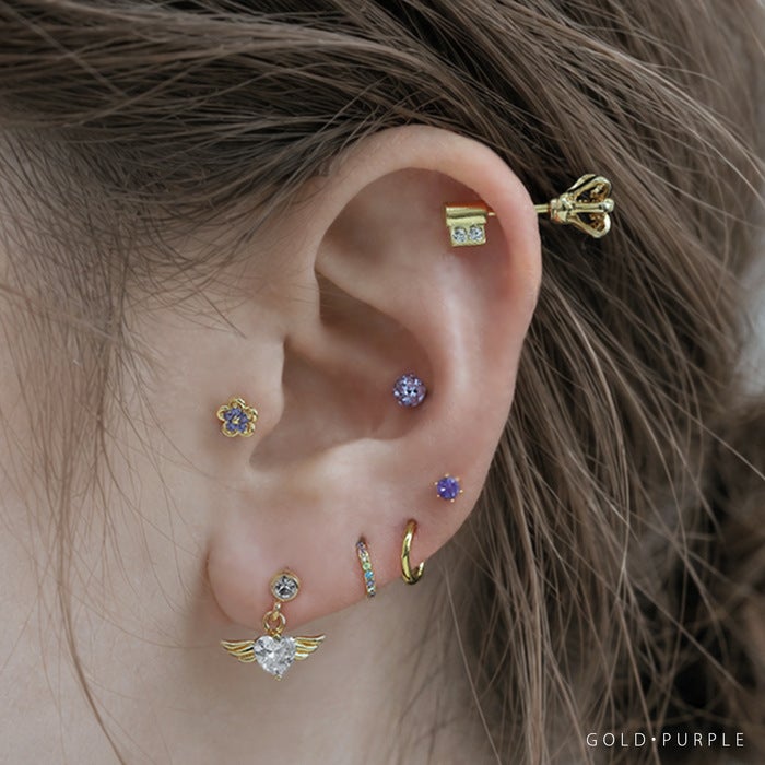 ボディピアス 16G 軟骨ピアス 花 ジュエル フラワー かわいい 上品