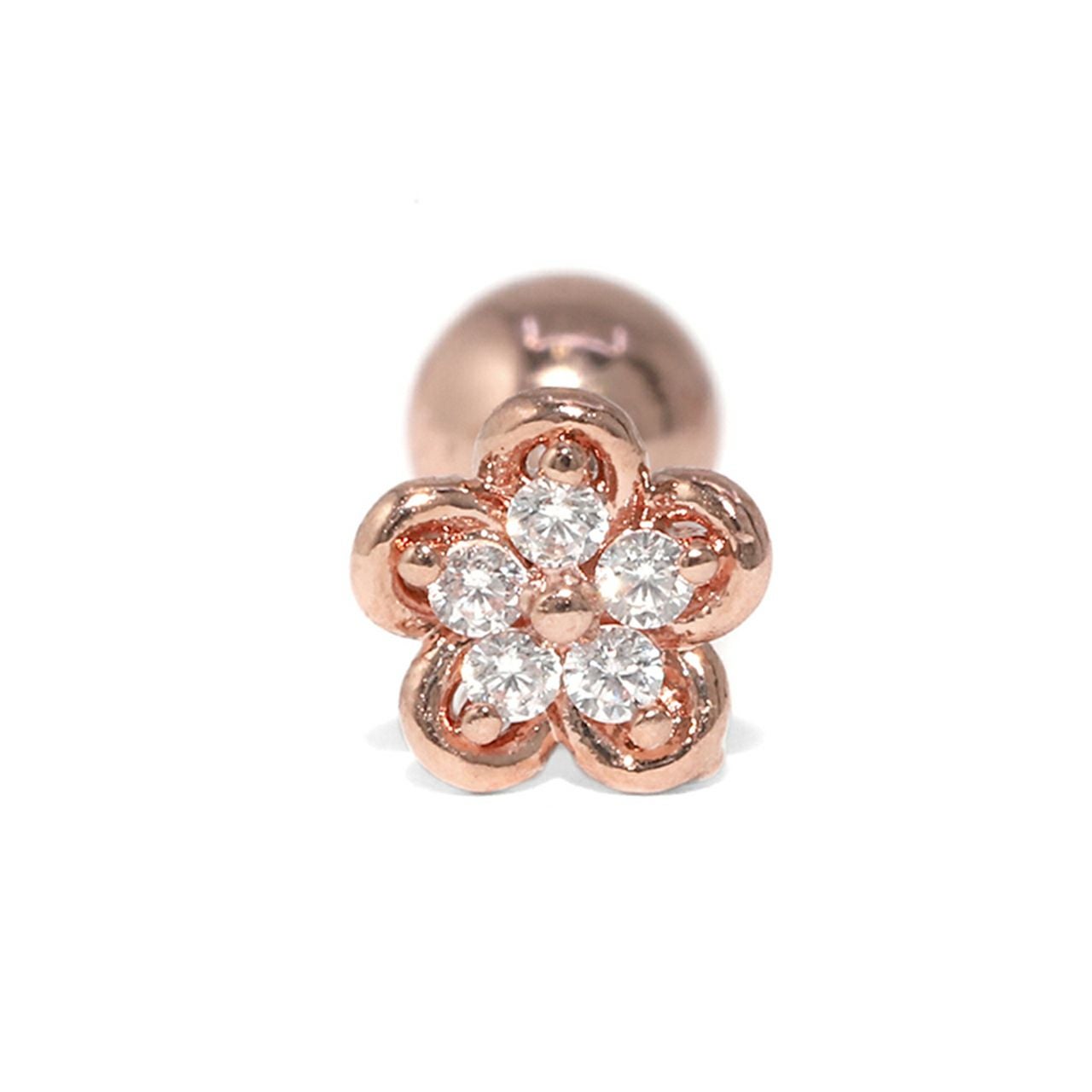 16G 軟骨ピアス 花 かわいい フラワー ジュエル キュービック