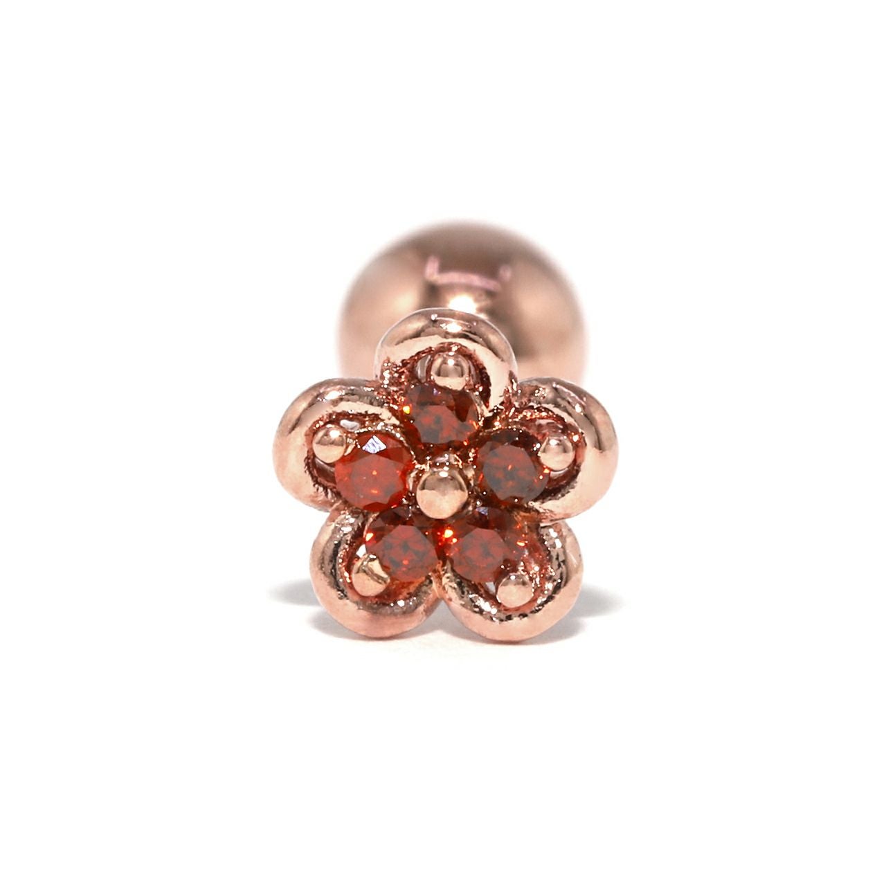 16G 軟骨ピアス 花 かわいい フラワー ジュエル キュービック