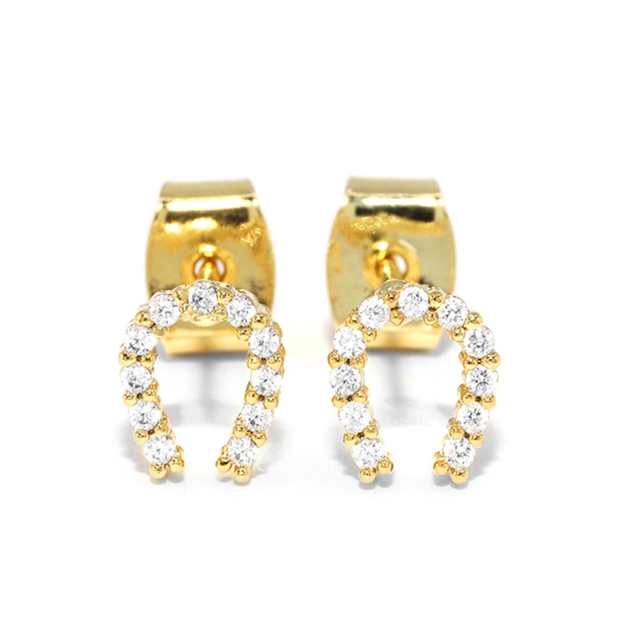 ピアス 馬蹄 ホースシュー キュービックジルコニア 18K ロジウム