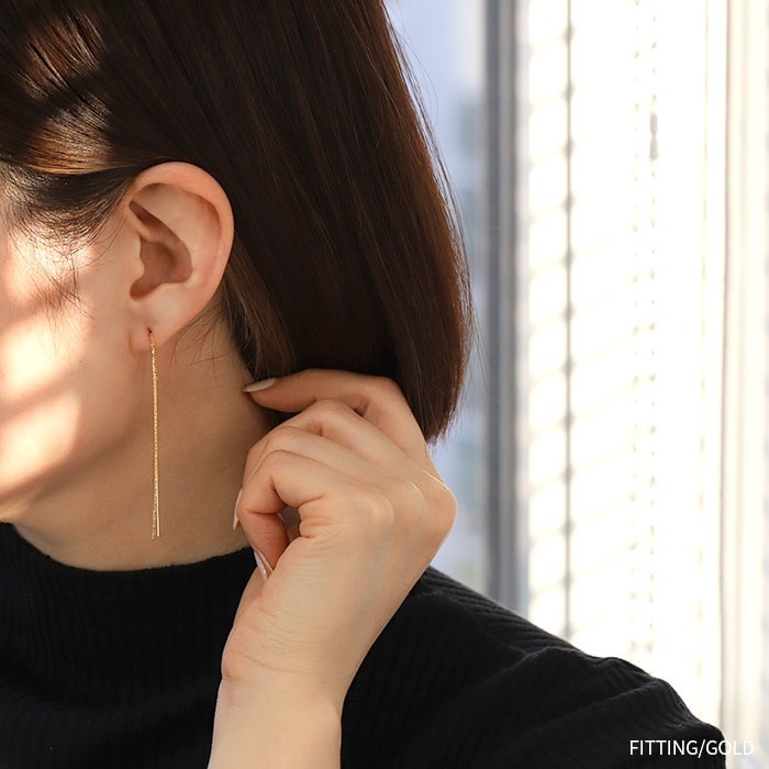 ピアス チェーン 揺れる 18K ロジウムコーティング アメリカンピアス
