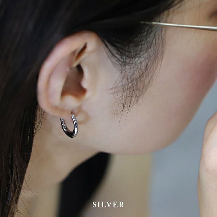ピアス オーバルリング ワンタッチ ピアス 18K ロジウムコーティング