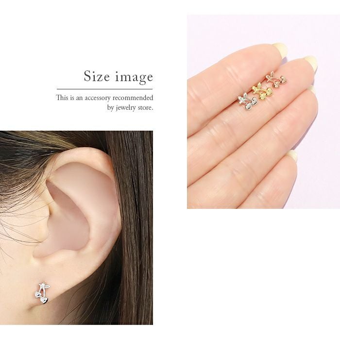 16G 軟骨ピアス かわいい さくらんぼ チェリー ハート キュート