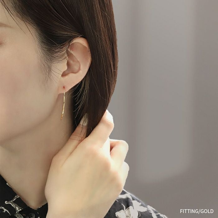 ピアス ロング 18Kコーティング カーブ 曲線 半月型 エレガント フック