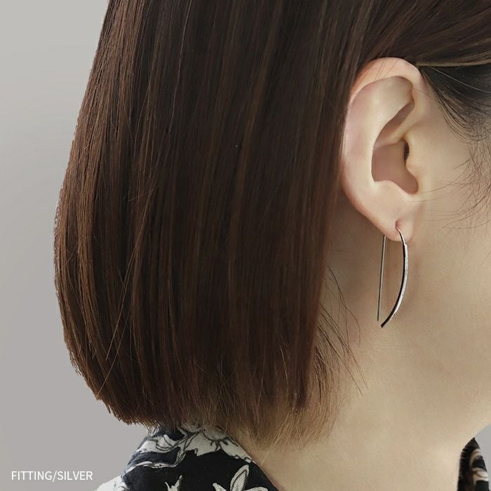 ピアス ロング 18Kコーティング カーブ 曲線 半月型 エレガント フック