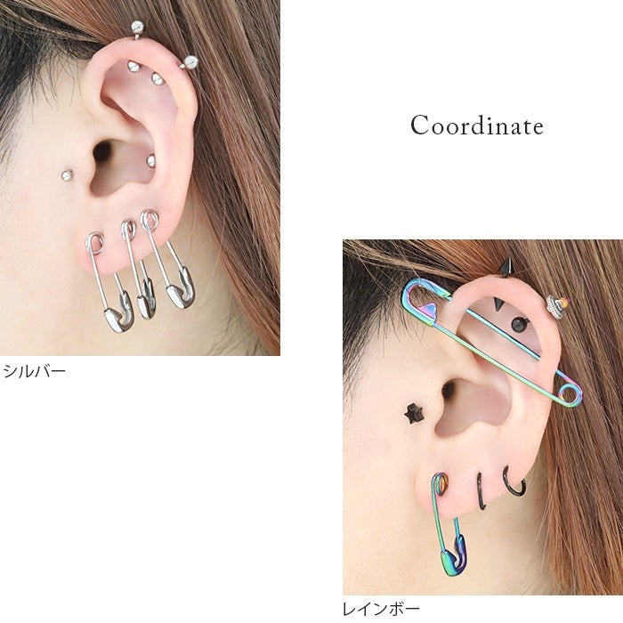 18G 軟骨ピアス 安全ピン ロング ユニーク クール ボディピアス