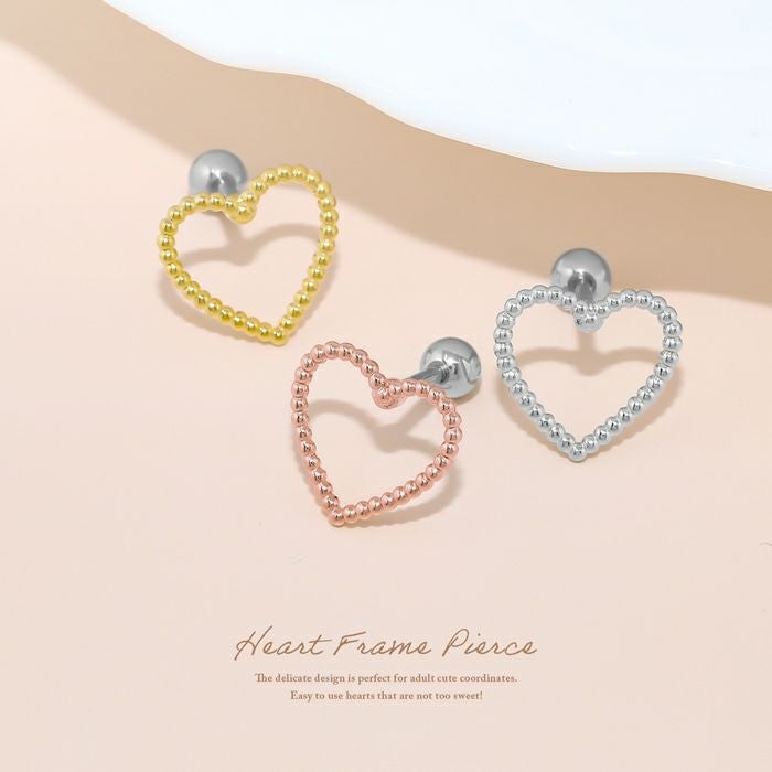 16G 軟骨ピアス ハート はあと かわいい きれい フレーム ハートリング