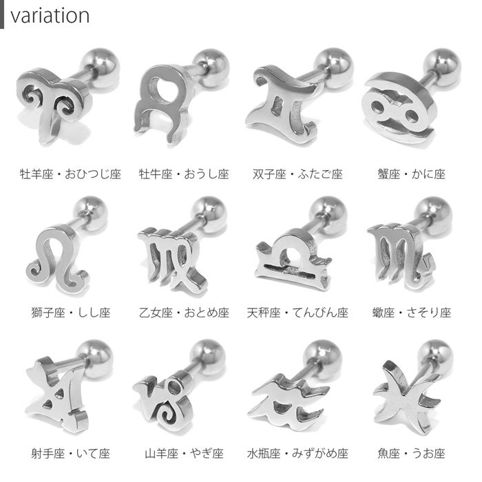 16G 軟骨ピアス 星 12星座 星座 zodiac sign サージカルステンレス