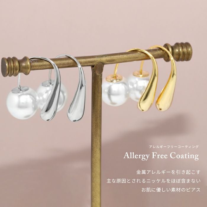 パールキャッチフック型ドロップピアス｜ボディピアス凛【公式】