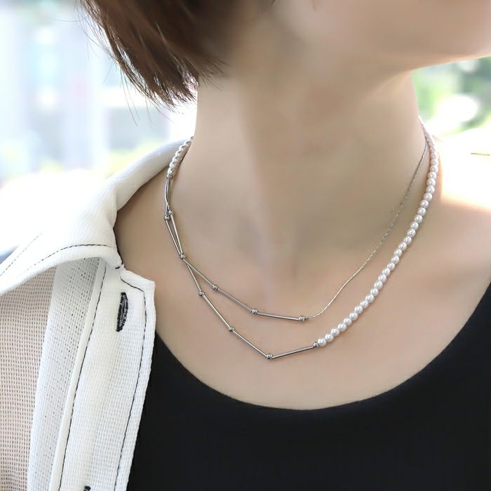 ネックレス パール 4mm ロングネックレス キレイ シンプル ロング