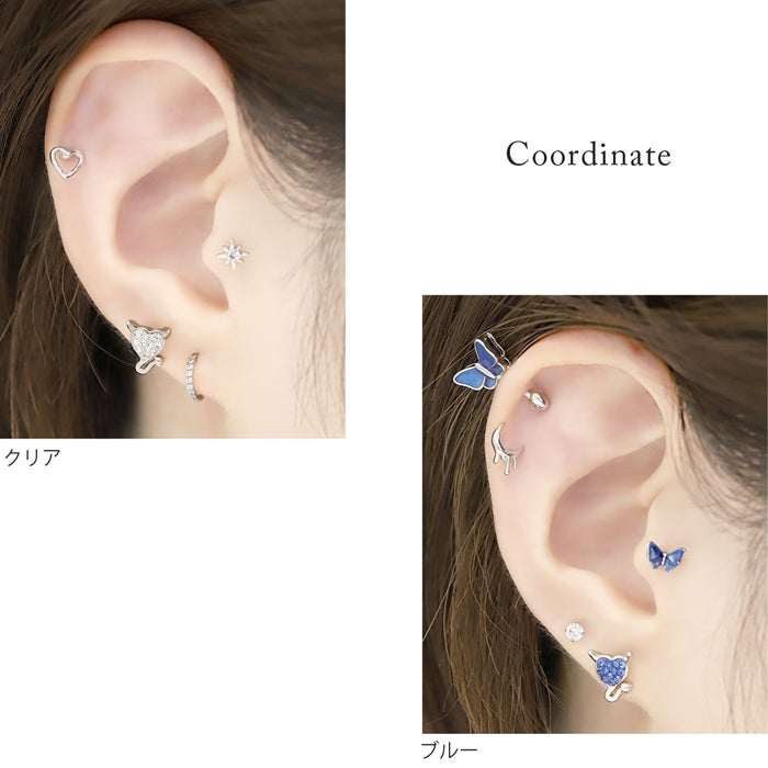 16G 軟骨ピアス デビル ハート heart 悪魔 キュート しっぽ ボディ