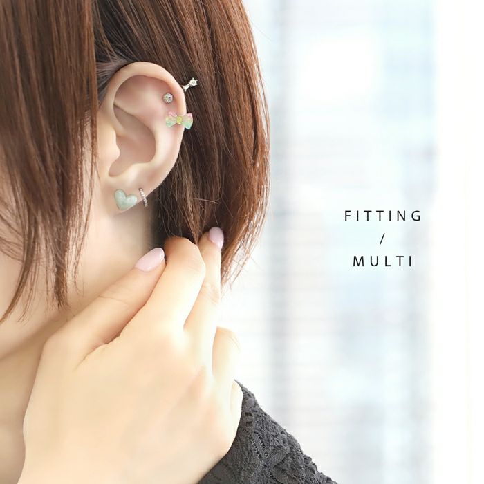 ゆめかわグラデーションリボンピアス｜ボディピアス凛【公式】