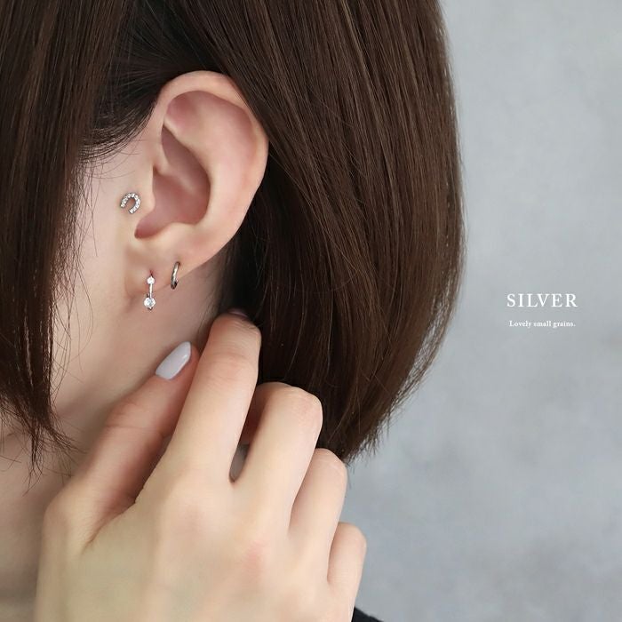 ピアス キャッチレス 小ぶり 18金 キュービックジルコニア リング