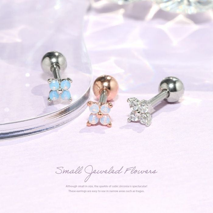 4つのキュービックジルコニアフラワーピアス｜ボディピアス凛【公式】