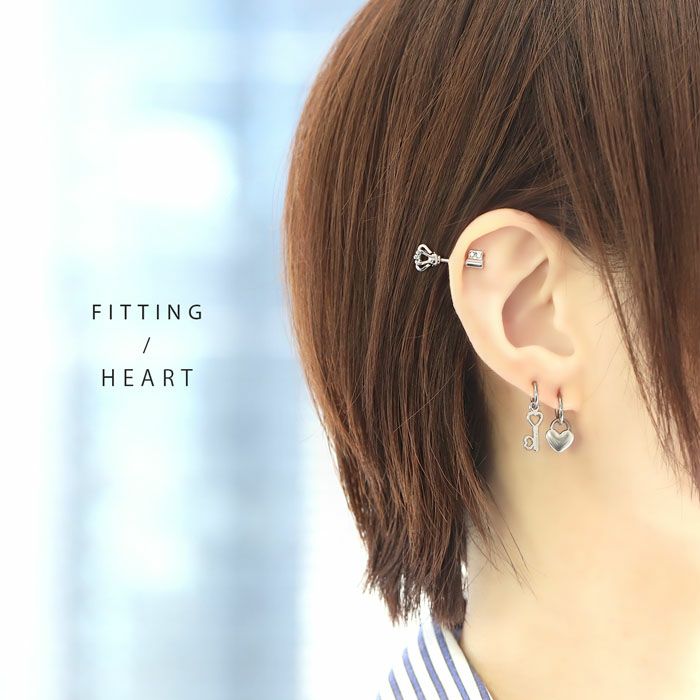 14G 16G 18G チャーム ハート 南京錠 シルバー パドロック