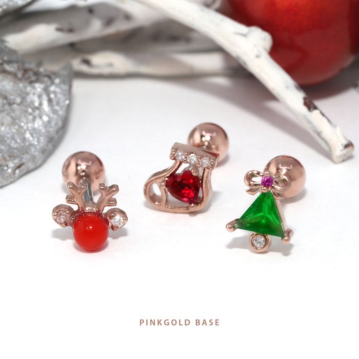 クリスマスモチーフピアス（トカナイ靴下ツリー）｜ボディピアス凛【公式】