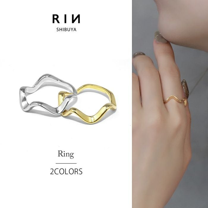 8号 10号 12号 指輪 リング ウェーブ シンプル 波 シルバー ゴールド