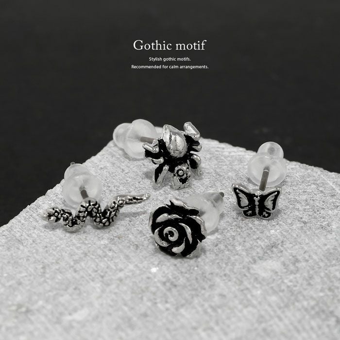 チタンポストピアス（蝶・バラ・蜘蛛・ヘビ）｜ボディピアス凛【公式】