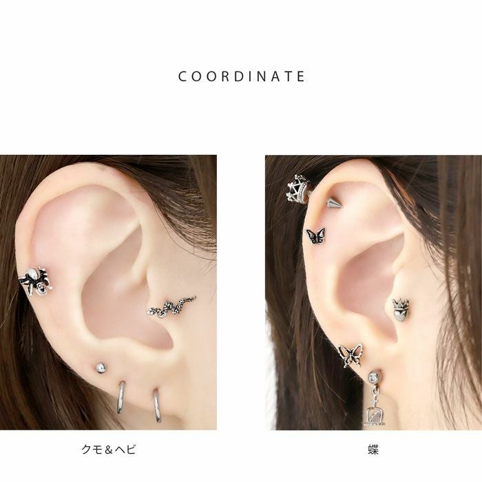 チタンポストピアス（蝶・バラ・蜘蛛・ヘビ）｜ボディピアス凛【公式】