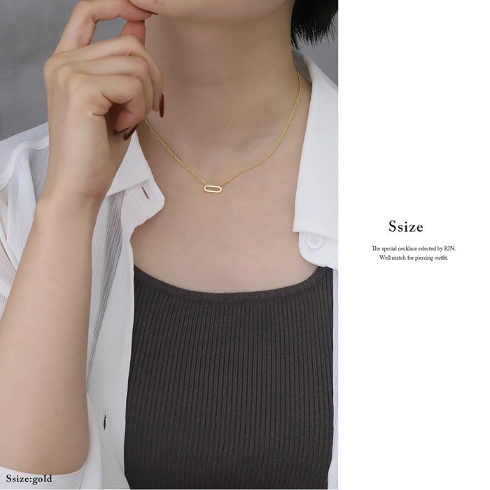 ネックレス オーバル 楕円 シンプル ペンダント ロジウム 18k
