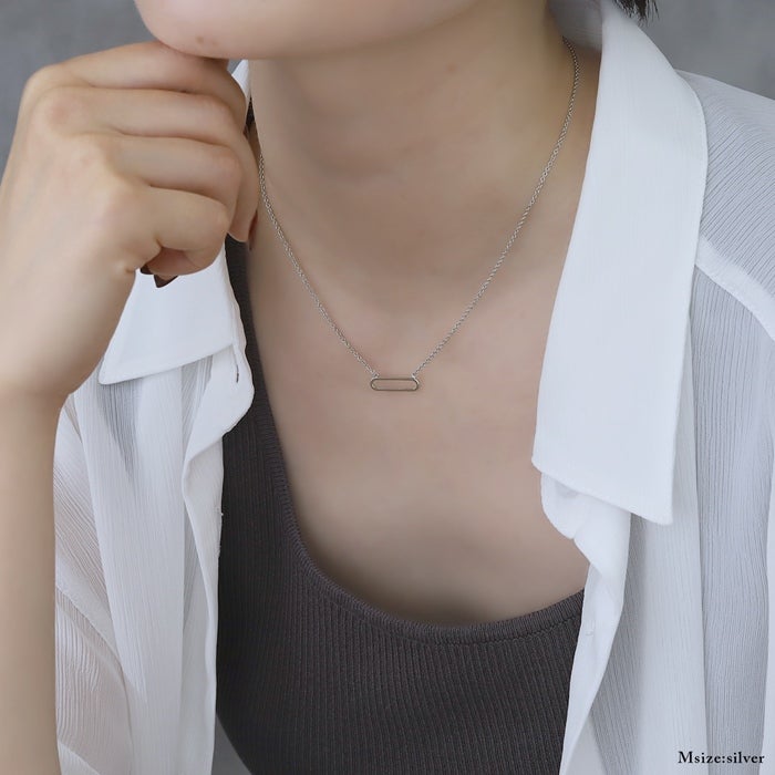 ネックレス オーバル 楕円 シンプル ペンダント ロジウム 18k 