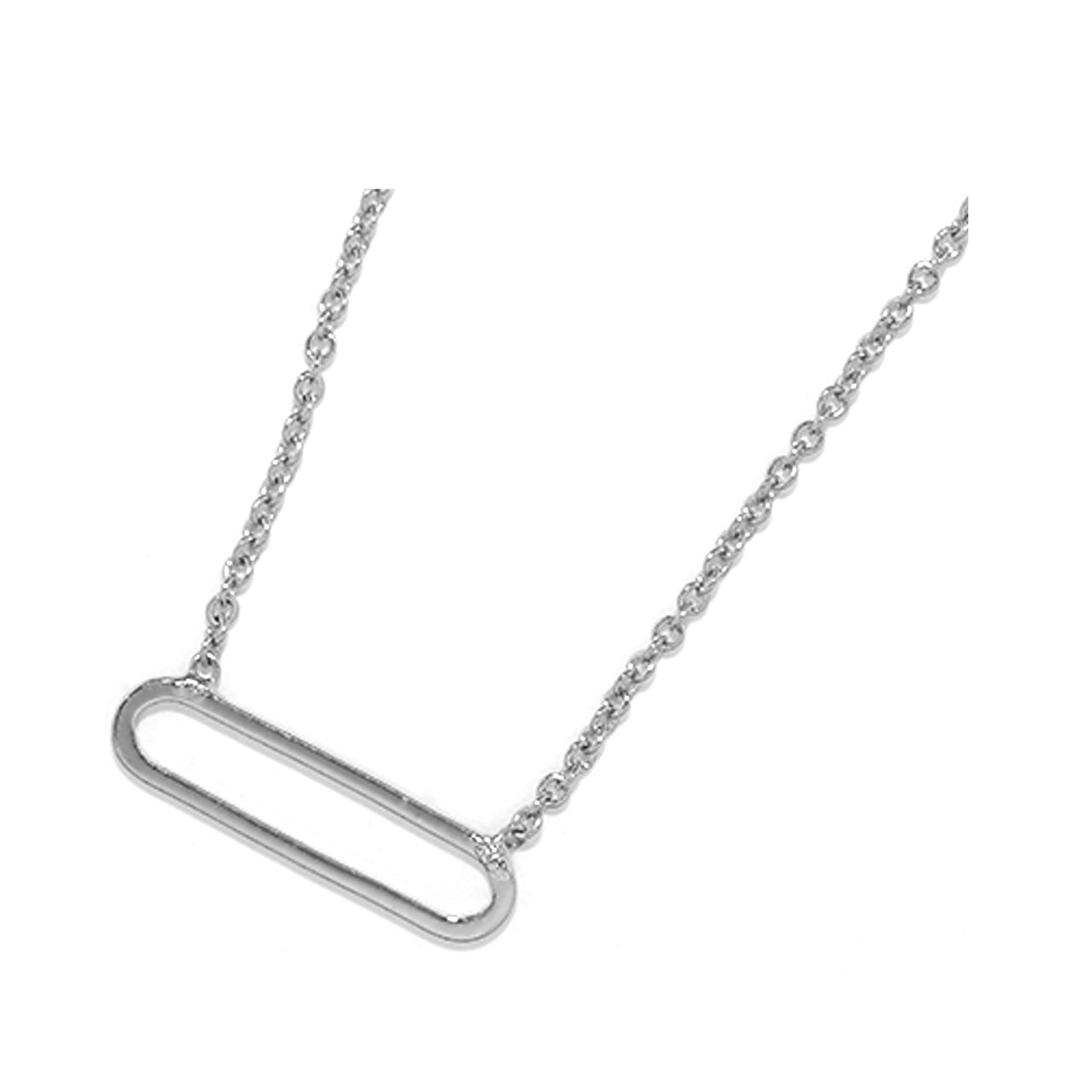 ネックレス オーバル 楕円 シンプル ペンダント ロジウム 18k