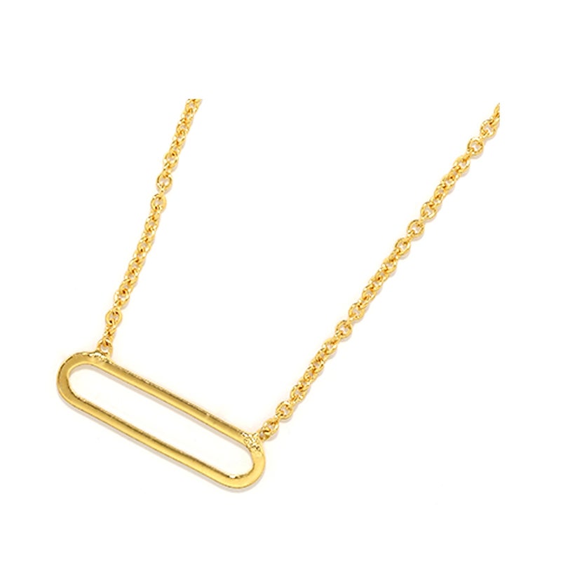 ネックレス オーバル 楕円 シンプル ペンダント ロジウム 18k 