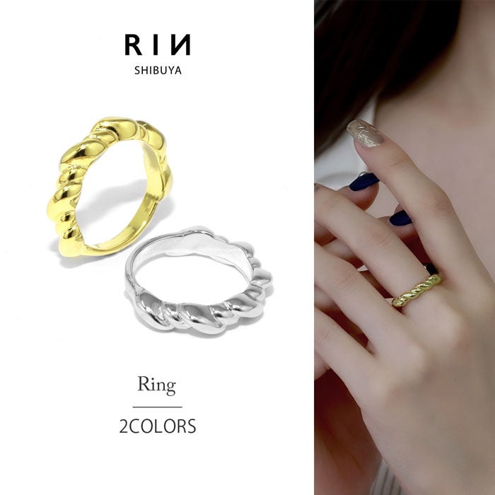 指輪 リング ツイスト ひねり メタル 変形 ごつめ 18k ロジウム 