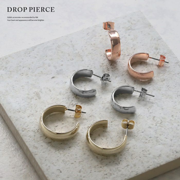 ピアス シルバー ゴールド 18K ロジウムコーティング フープ