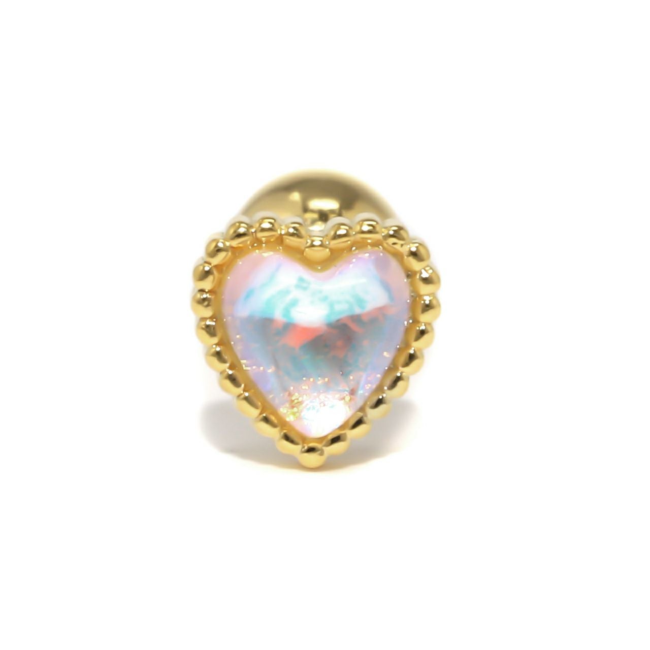 16G 軟骨ピアス ハート かわいい ジュエル オーロラ ボディピアス