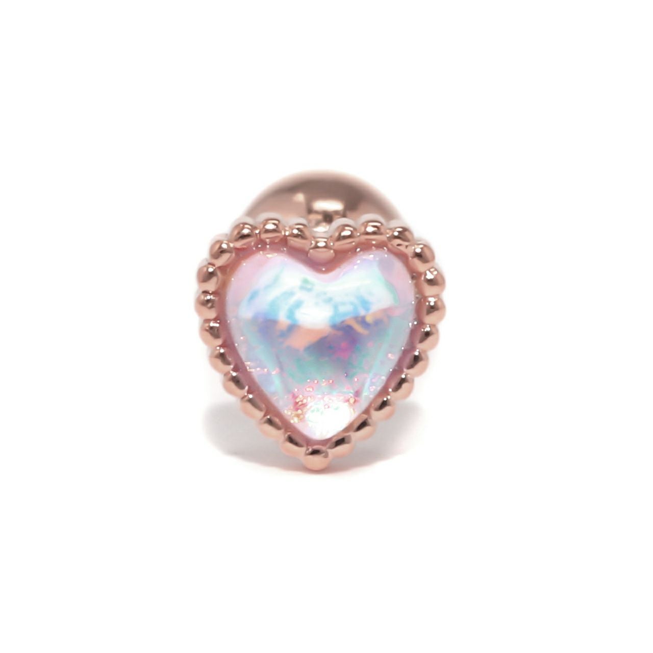 16G 軟骨ピアス ハート かわいい ジュエル オーロラ ボディピアス