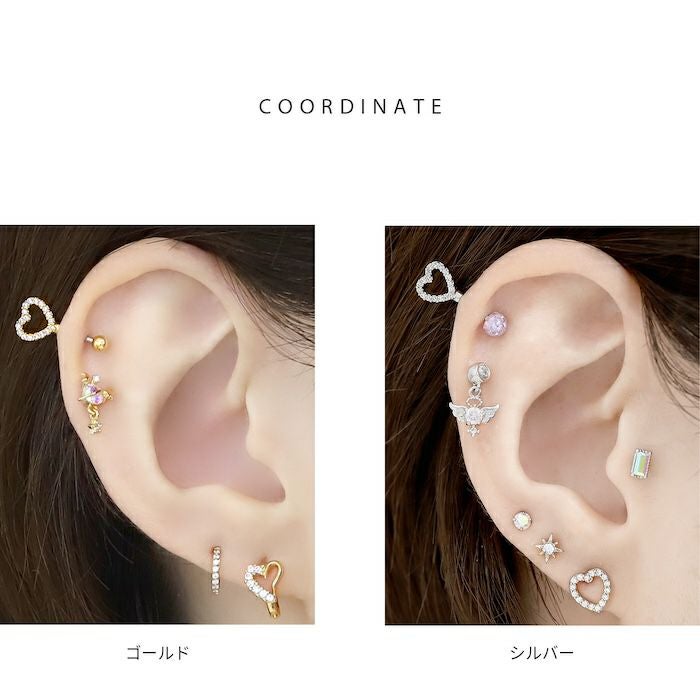 ジュエルハートアンテナヘリックスピアス｜ボディピアス凛【公式】