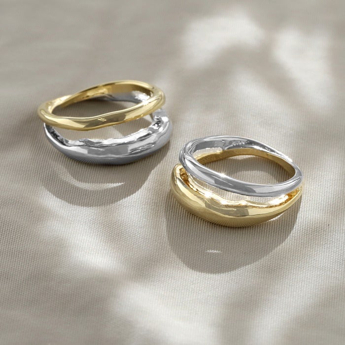 リング 指輪 ダブルラインリング レディース アクセサリー バイカラー 