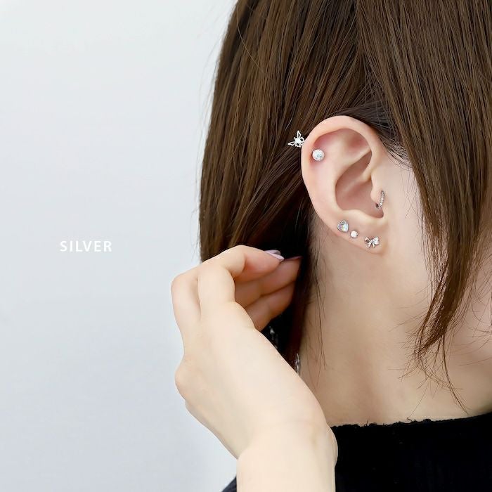 CZハートジュエルリボンピアス｜ボディピアス凛【公式】