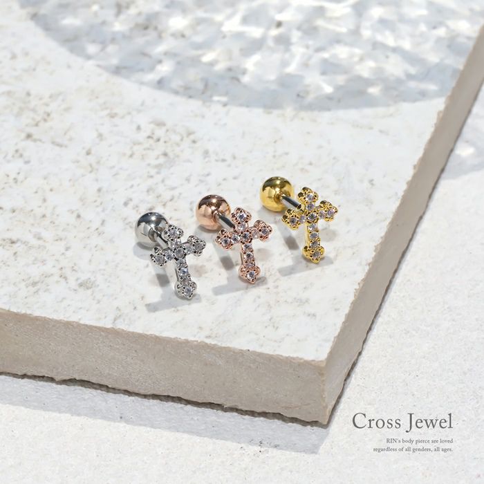 キュービックジルコニアクロスピアス｜ボディピアス凛【公式】
