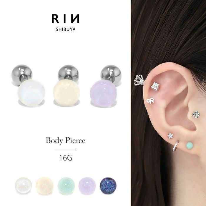 オーロラ立爪カボションピアス｜ボディピアス凛【公式】