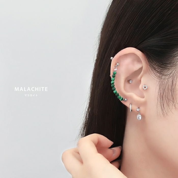 16G 軟骨ピアス 天然石 ビーズ ナチュラルストーン カラフル ボール 