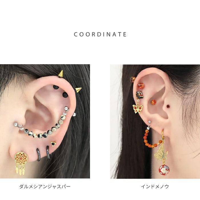 16G 軟骨ピアス 天然石 ビーズ ナチュラルストーン カラフル ボール