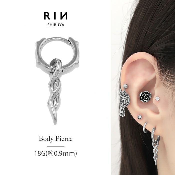 ワンタッチリングツイストチャームピアス