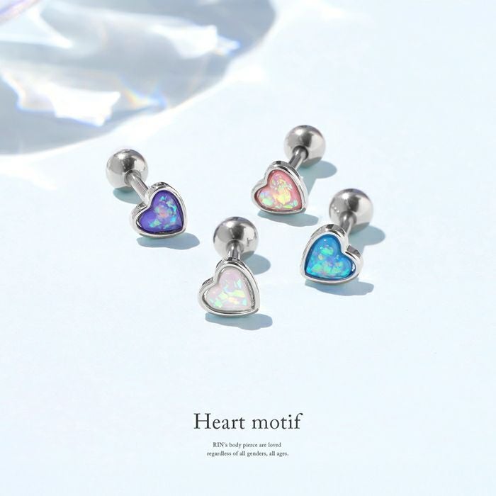 16G 軟骨ピアス ハート はーと ラメ キラキラ オーロラ かわいい