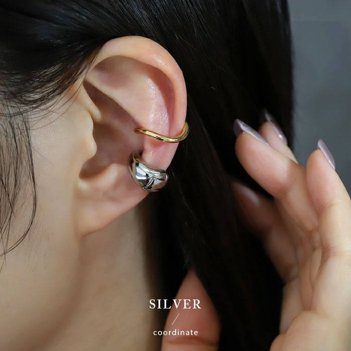 イヤーカフクリップ式イヤーカフ バネ式 リング フープフェイクピアス